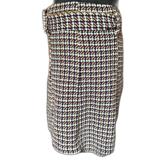 Zara Women's Houndstooth Tweed Belted A-Line Mini Skirt Size L - Picture 2 of 5